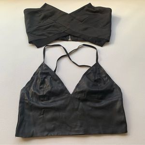 Fashion Nova womens Medium Faux Leather Crop Top bundle lot black